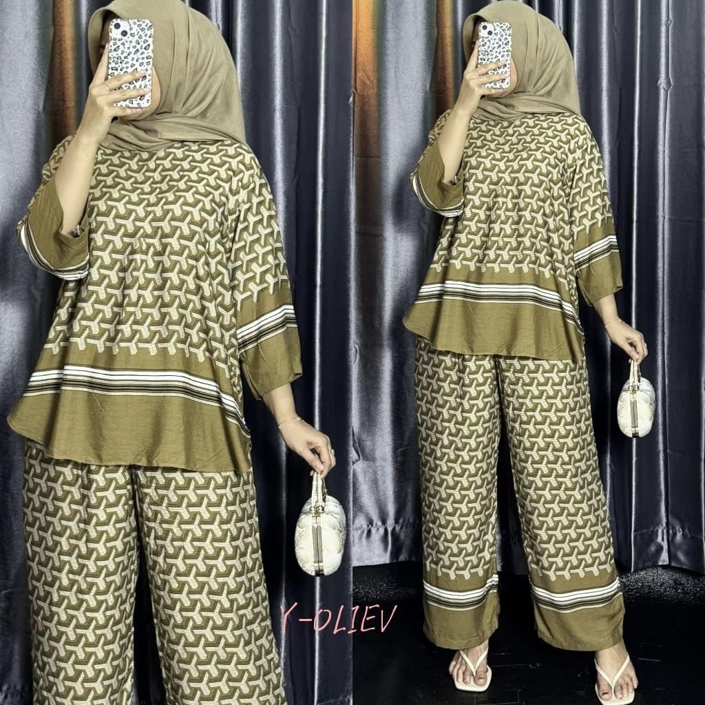 Setelan Celana One Set Rayon Premium Wanita Teebaru Jumbo - foto 3