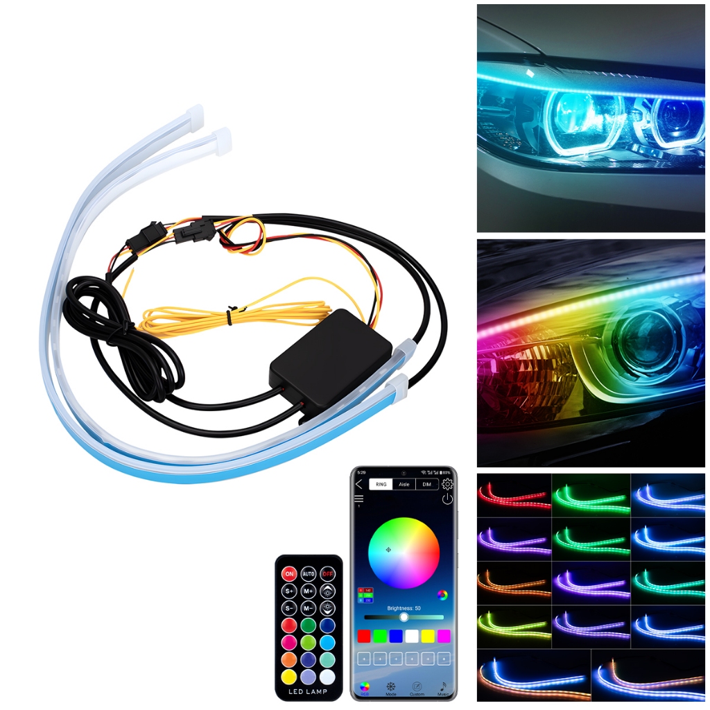 Jual 2pcs Lampu LED Alis DRL Slim Tempel Remote RGB + Sein Running ...