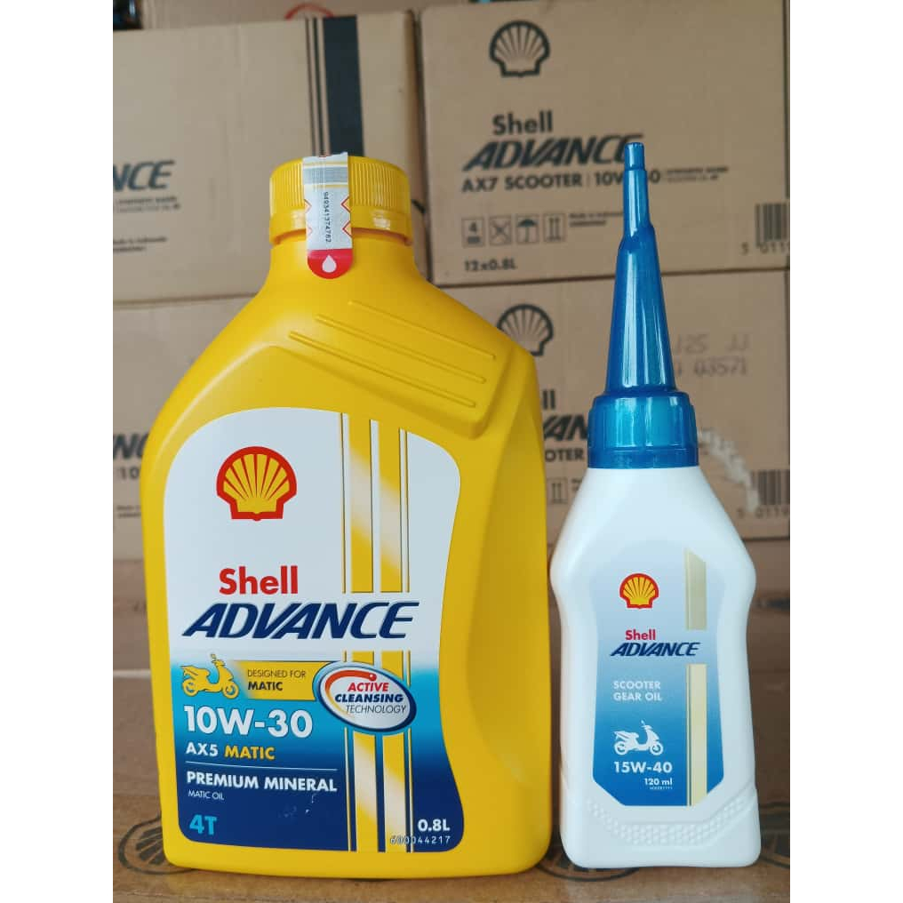 Jual SHELL ADVANCE AX5 0.8 MATIC 10-30W + OLI GIR SHELL 120ML | Shopee ...