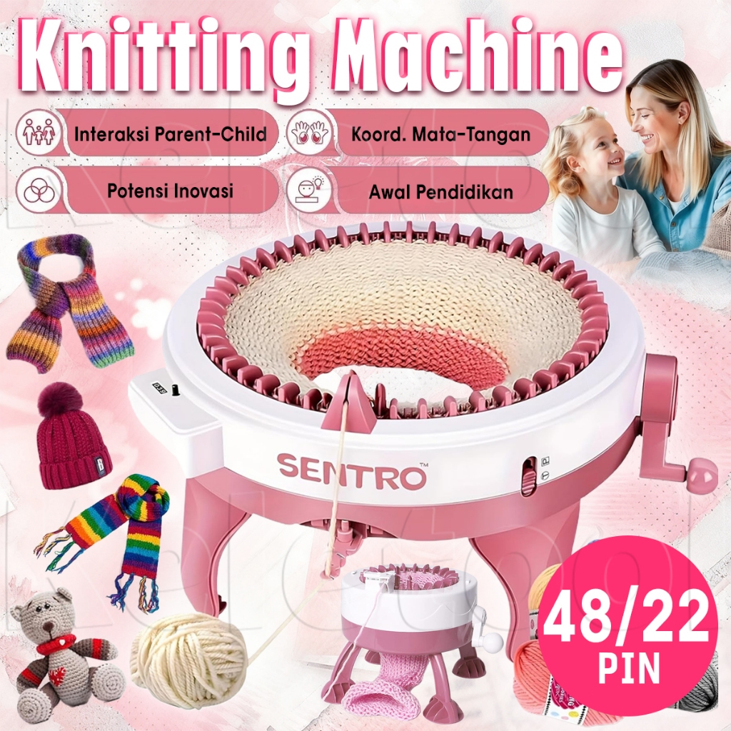 Jual SENTRO Alat Mesin Rajut Otomatis 22/48jarum Knitting Machine ...