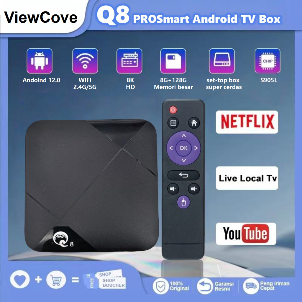Jual Latest Android TV Box Q8 Pro Android 12.0os 2.4G WIFI 16GB Ram ...
