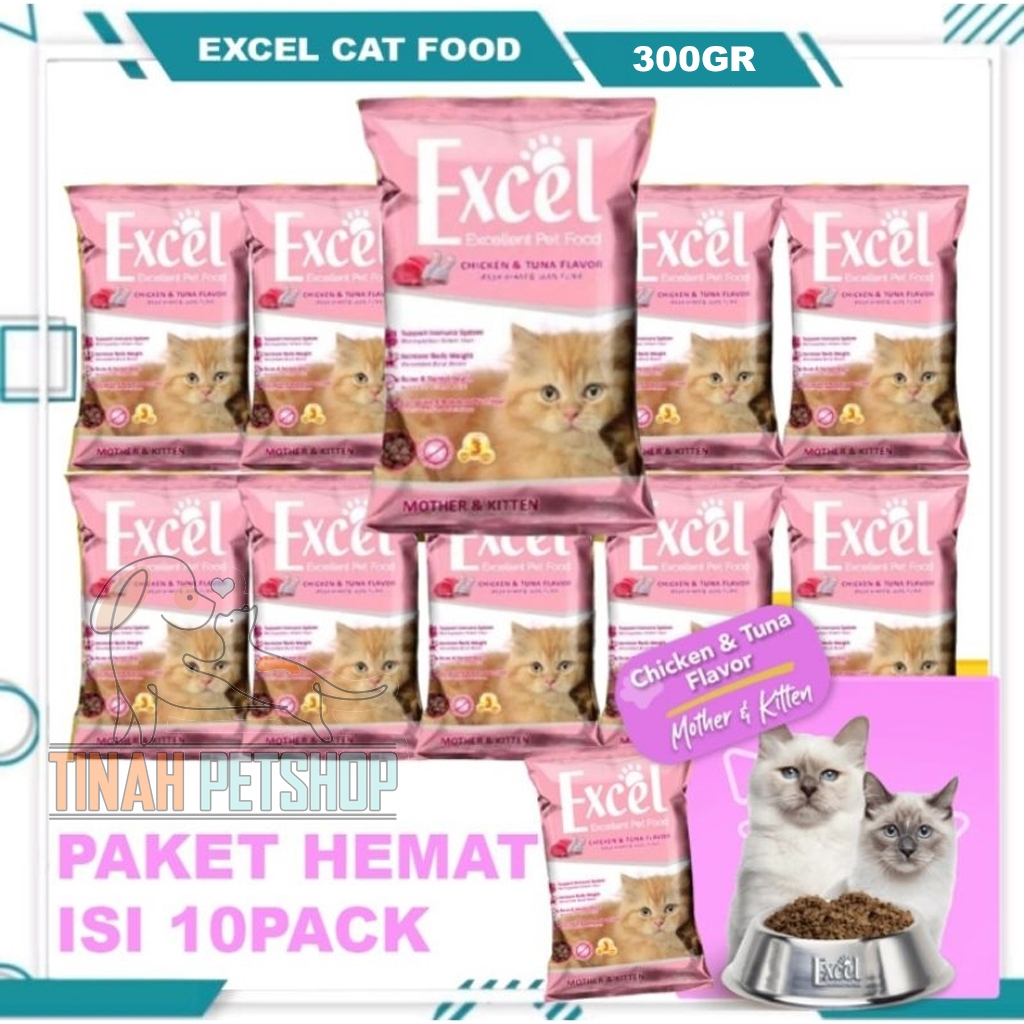 Jual (ISI 10 PACK) Excel Kitten & Mother Excel Cat Food Makanan Kucing ...