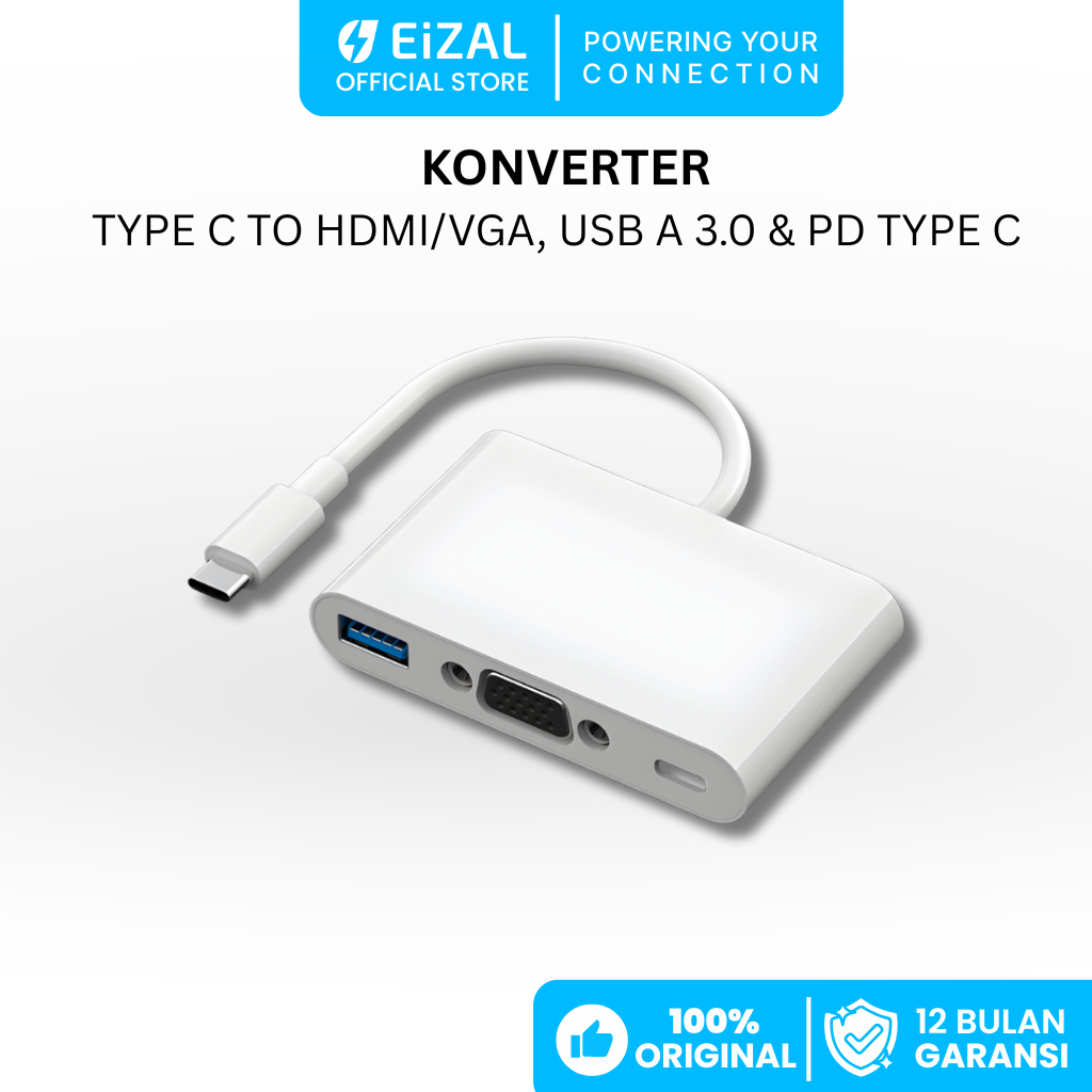 Jual EiZAL USB Hub 3 in 1 Adapter Type C to HDMI 4K High Resolution PD ...