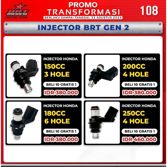 Jual Injector Racing Honda BRT Presisi 150-250cc ORIGINAL BRT | Shopee ...