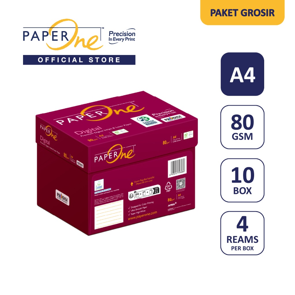 [GROSIR] PaperOne Kertas Digital 10 Box (40 Rim | 50 Ream) Kertas HVS - Free Ongkir