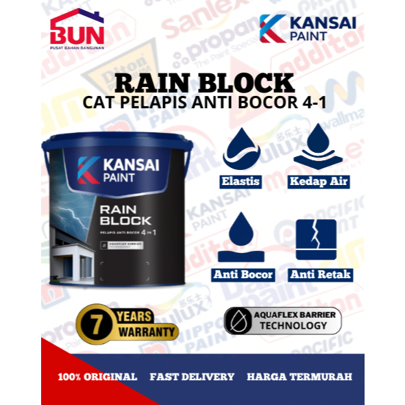 Jual KANSAI CAT PELAPIS ANTI BOCOR RAINBLOCK 20KG WATERPROOFING RAIN ...