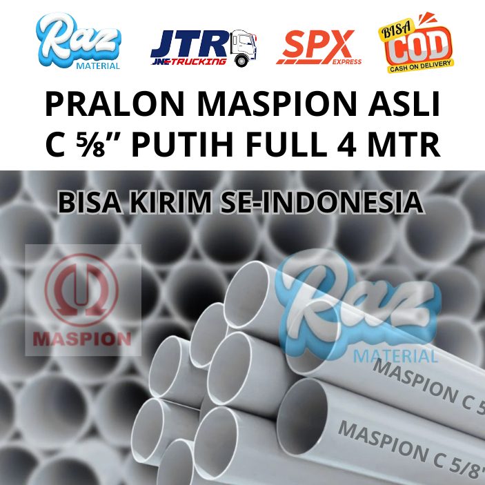 Jual Pipa Air Pralon Pvc Listrik MASPION C Putih 5/8