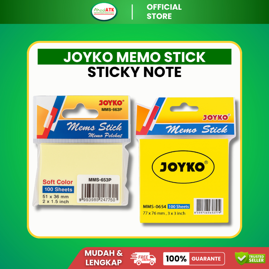 Jual Sticky Note Memo Tempel Joyko mms-654 Kuning 100 Sheet | Shopee ...