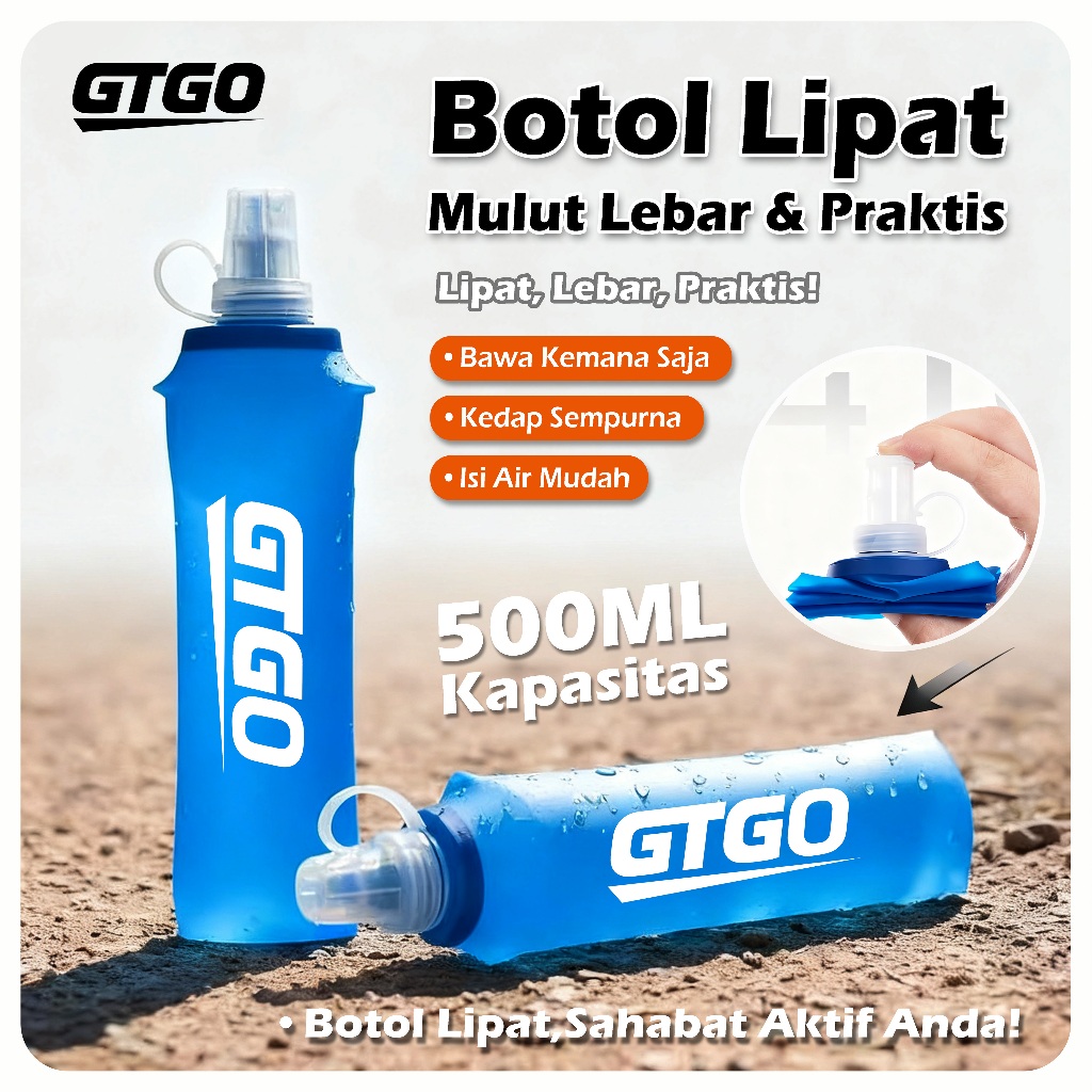 Jual GTGO Foldable Soft Flask 500 ML Sport Running Water Bottle With ...