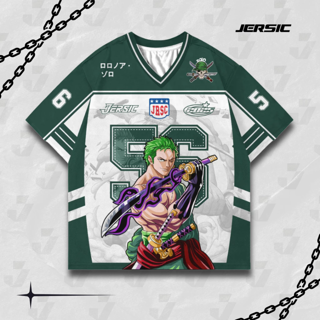 Jersey One Piece Zoro 56 Kaos Oversize Unisex untuk Pria dan Wanita - Gaya Sport yang Menarik!