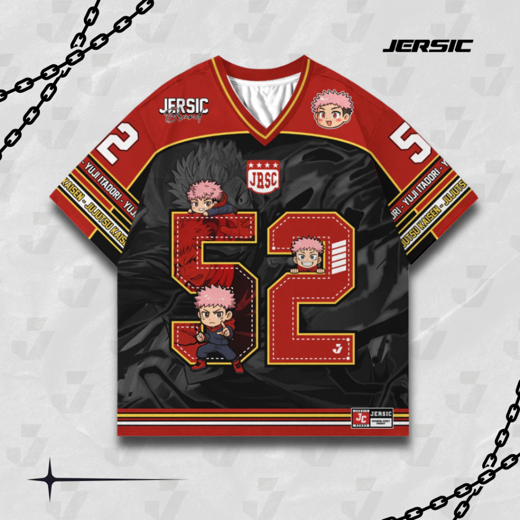 Jersey Oversize Unisex Jujutsu Kaisen Yuji Itadori 52 – Outfit Sport Stylish untuk Semua!