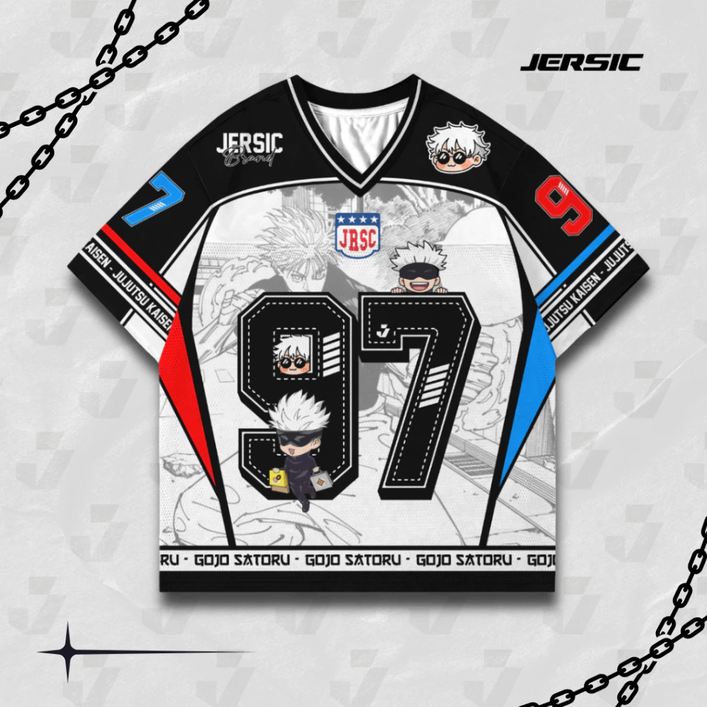 Kaos Oversize Unisex Jujutsu Kaisen Gojo Satoru 97 - Gaya Sport Stylish untuk Semua!