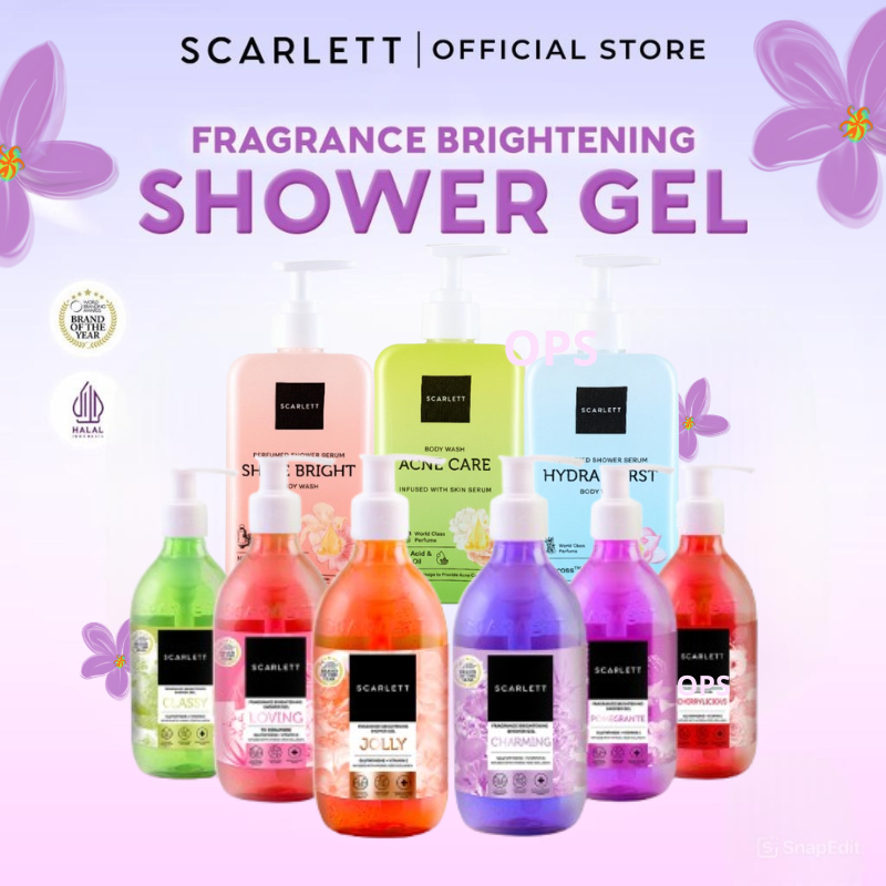 SCARLETT Shower Gel 300ml | Body Wash Sabun Mandi Cair | Melembutkan Menutrisi Melembabkan Mencerahkan