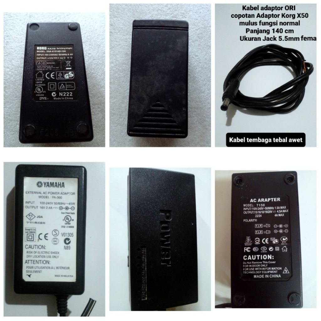 Jual Adaptor ORI Yamaha 16V/Adaptor 12V+Kabel DC ORI Korg X50/Adaptor ...