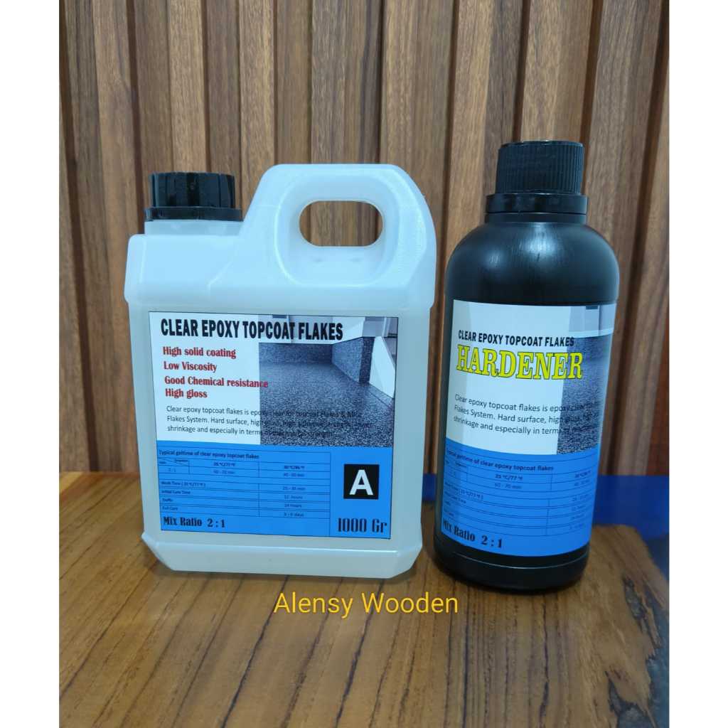 Jual Epoxy clear topcoat untuk epoxy flakes dan mica flakes 1,5 kg ...