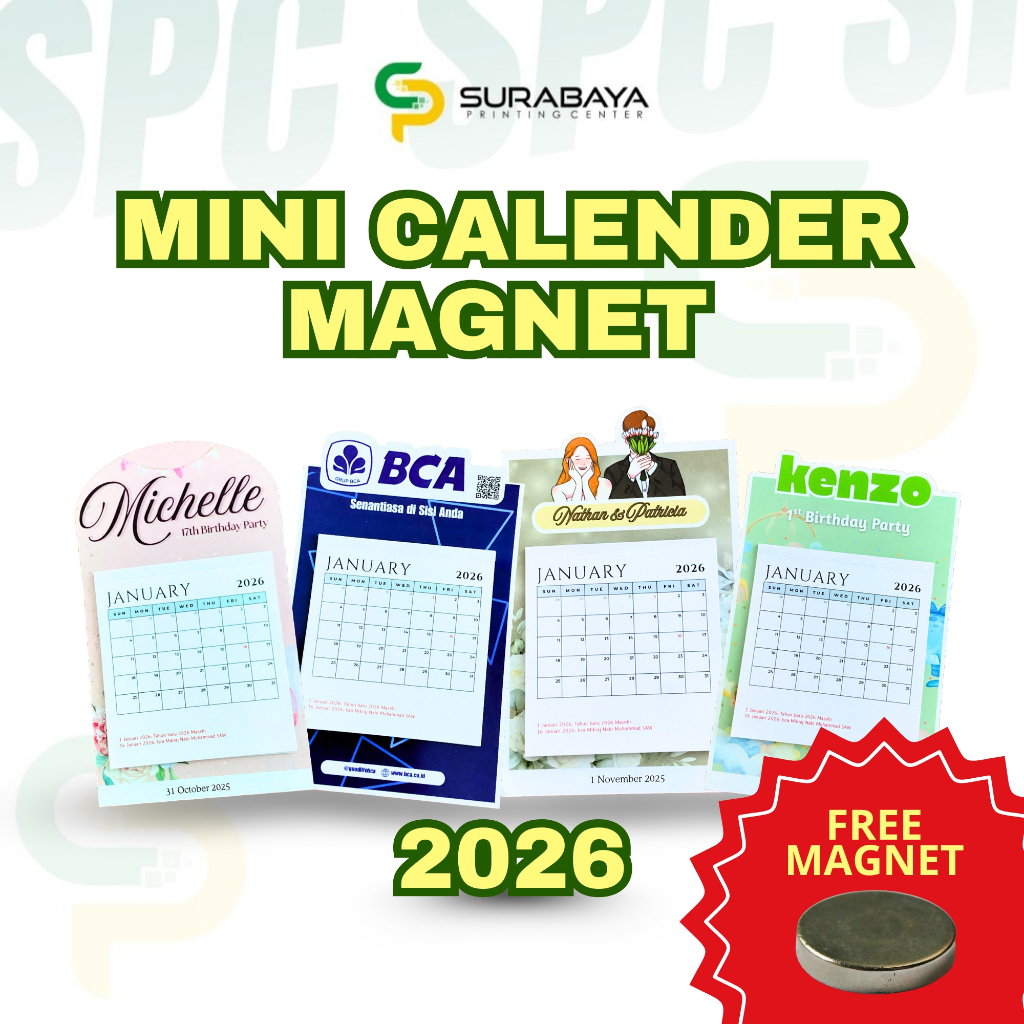 Jual Kalender Mini / Kalender Kecil / Kalender Magnet Tahun 2026 (free ...