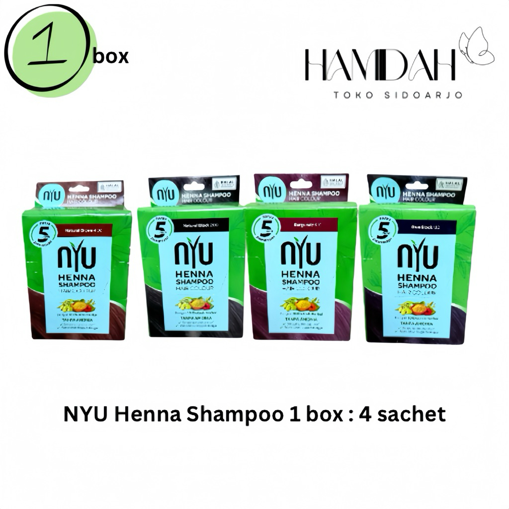 Jual Shampoo Pewarna Rambut NYU Henna - 1 Box 4 Sachet Alami, Tanpa ...