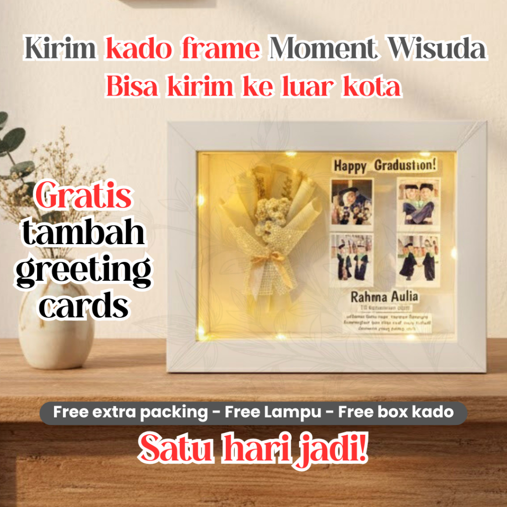 Jual kado Hadiah souvenir gift box figura frame dried flower hexagon ...