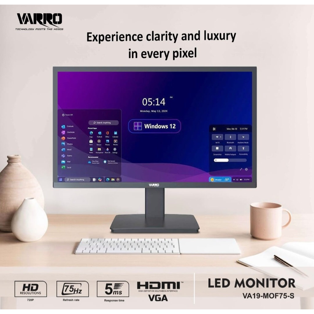 Jual Monitor LCD Varro 19 inch VA19-MOF75-S ( VGA + HDMI ) | Shopee ...