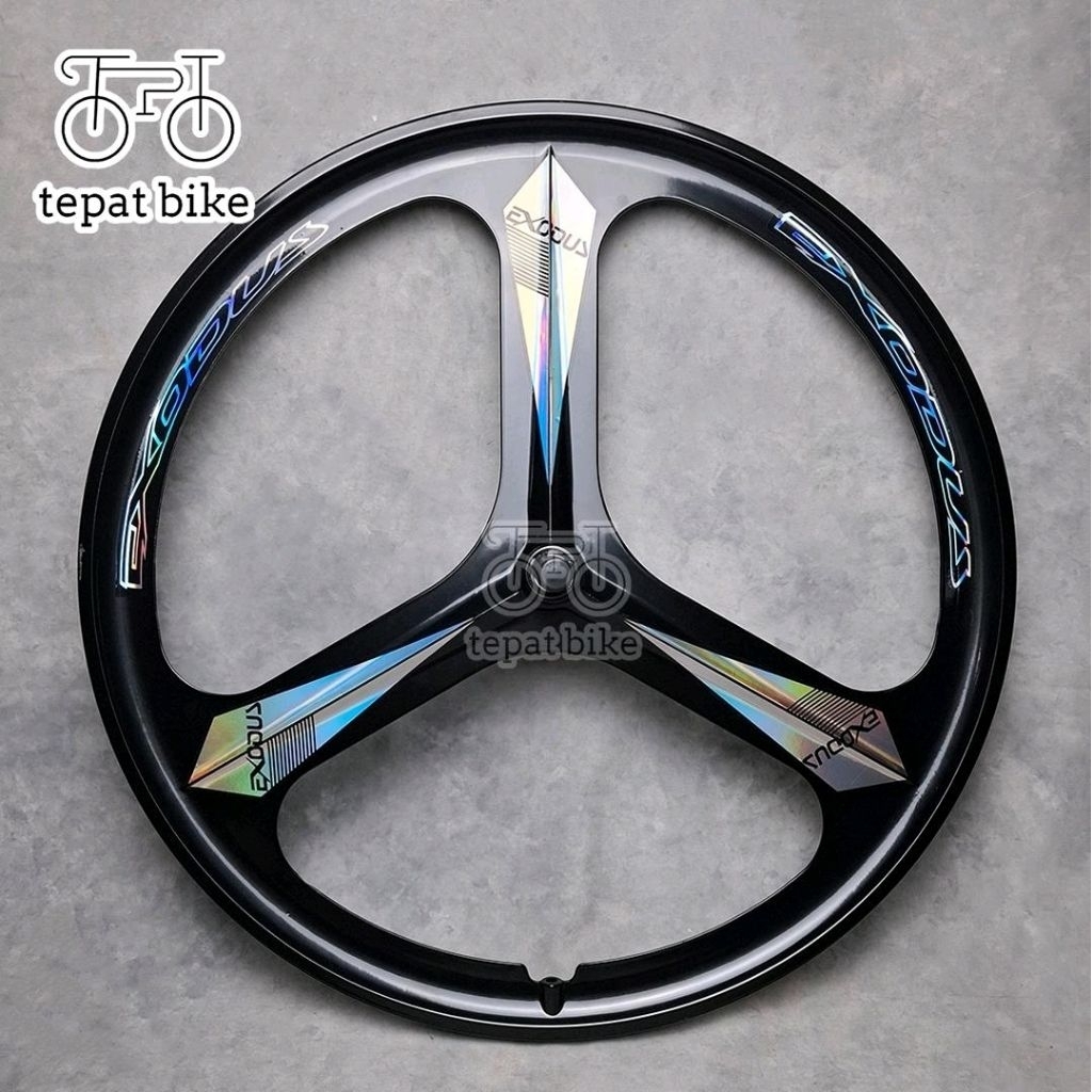Jual Front Wheel EXODUS Fixie 3 Spoke Bintang Palang 3 Alloy Double ...