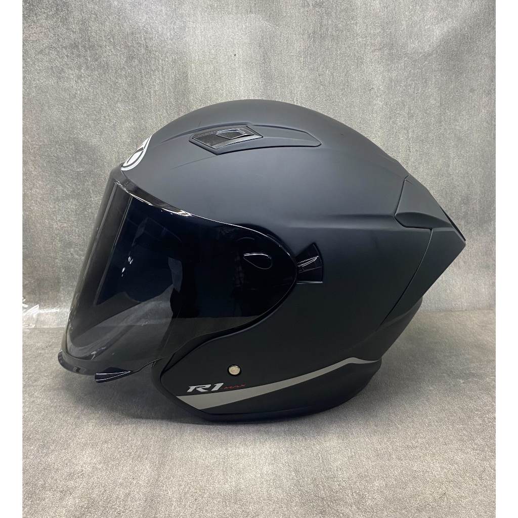 Jual NHK R1-MAX Solid Black Doff - Helm Half Face - Double Visor ...