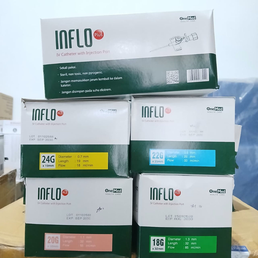 Jual INFLO Plus I.V Catheter OneMed No. 18G 20G 22G 24G (perBOX ...