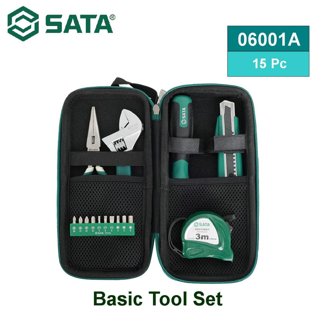 Jual Sata Set Tool Kit 06001A 15 pcs Basic Tools Set Kokoh Murah ...