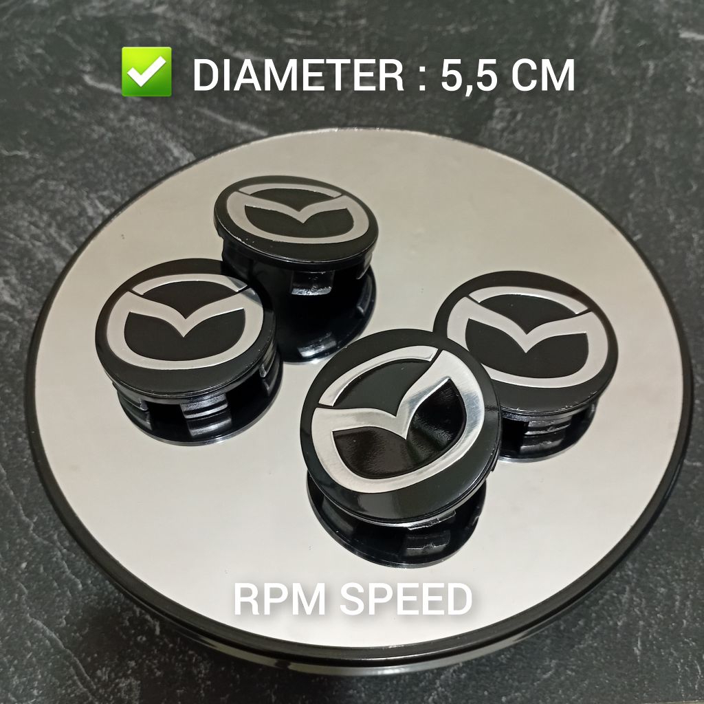 Jual DOP RODA VELG MOBIL MAZDA HITAM LOGO CRHOME DIAMETER 5,5 CM HARGA ...