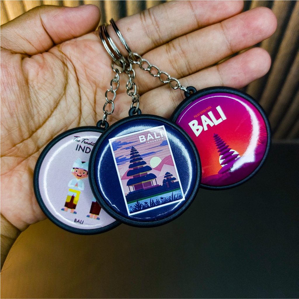 Jual GANTUNGAN KUNCI BALI BULAT KEYCHAIN/ Oleh-oleh Khas Bali / 2 Sisi ...