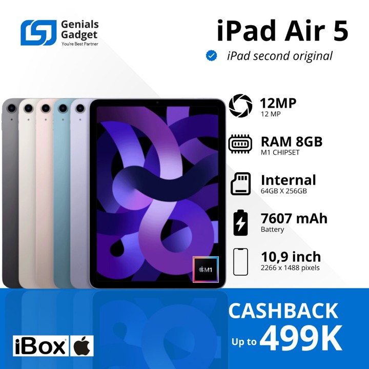 GG APPLEE iPad Air 5 M1 chip 10.9 inch Wifi | 64gb 256 Original Second like new 