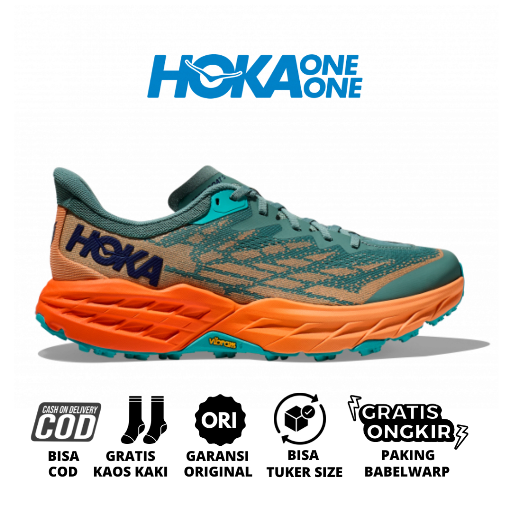 Jual H0KA One One SpeedGoat 5 Mock Orange Tracking/Hiking Shoes ...
