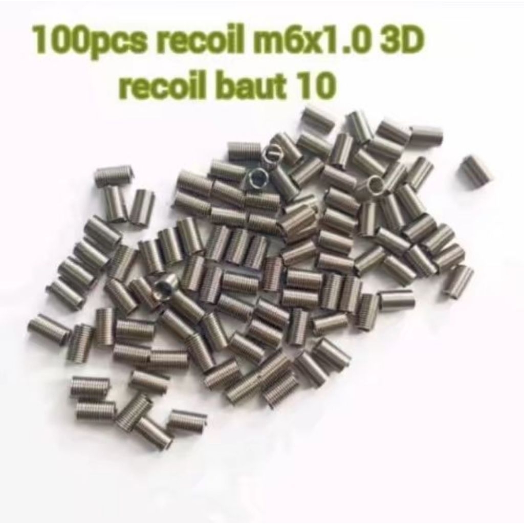 Jual Recoil Thread Insert M6 x 1.0 – 3D (100 pcs) | Sekrup Ulir Penguat ...