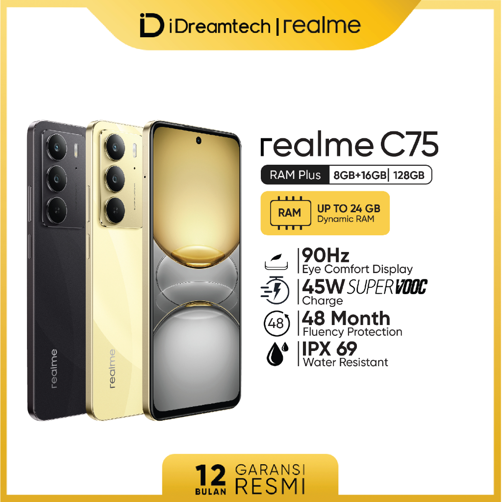 Jual realme C75 8GB+16GB*|128 GB (IP66/68/69 Dust & Water Resistance
