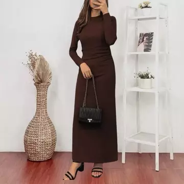 Orina Dres Knit Premium Long Dres Wanita Lengan Panjang Pres Body Long Dres Korean