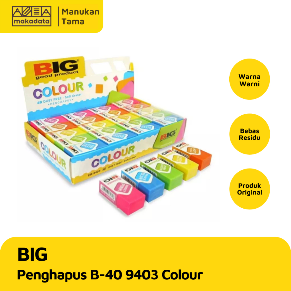 Jual Eraser / Penghapus / Stip Big B-40 9403 COLOR (1 pcs) | Shopee ...