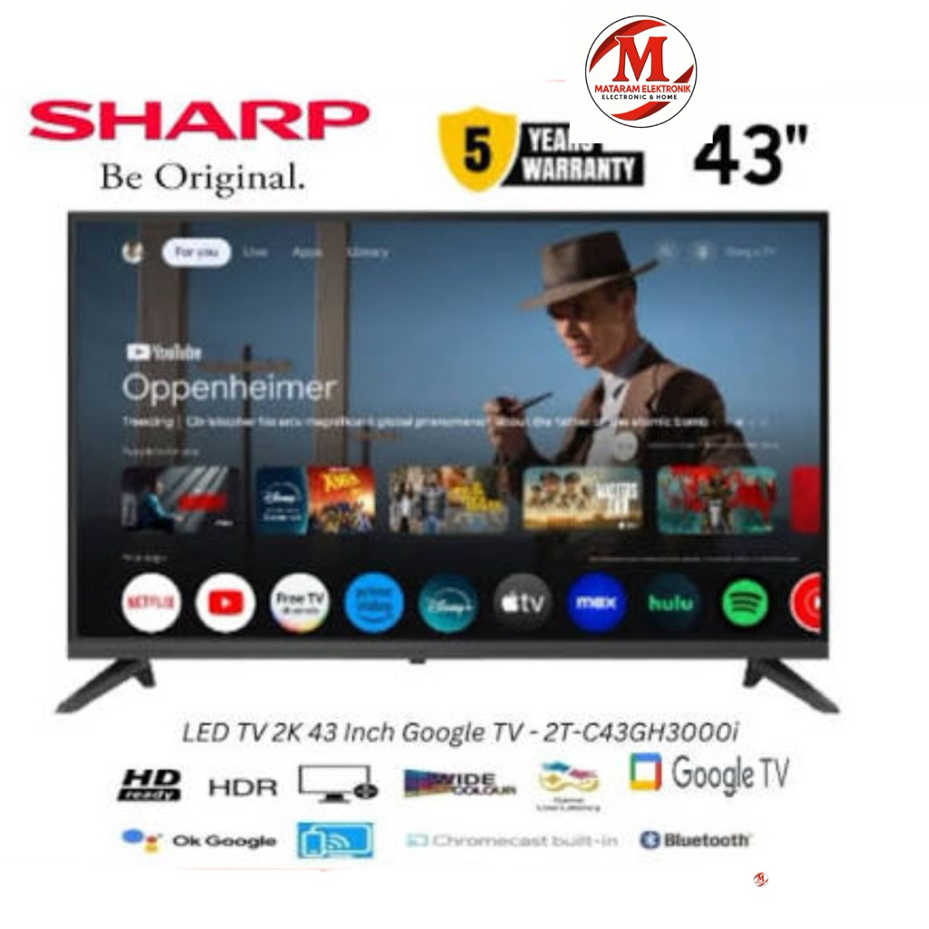 Jual Sharp LED TV 2K 43 Inch Google TV 2T-C43GH3000i Digital Full HD ...