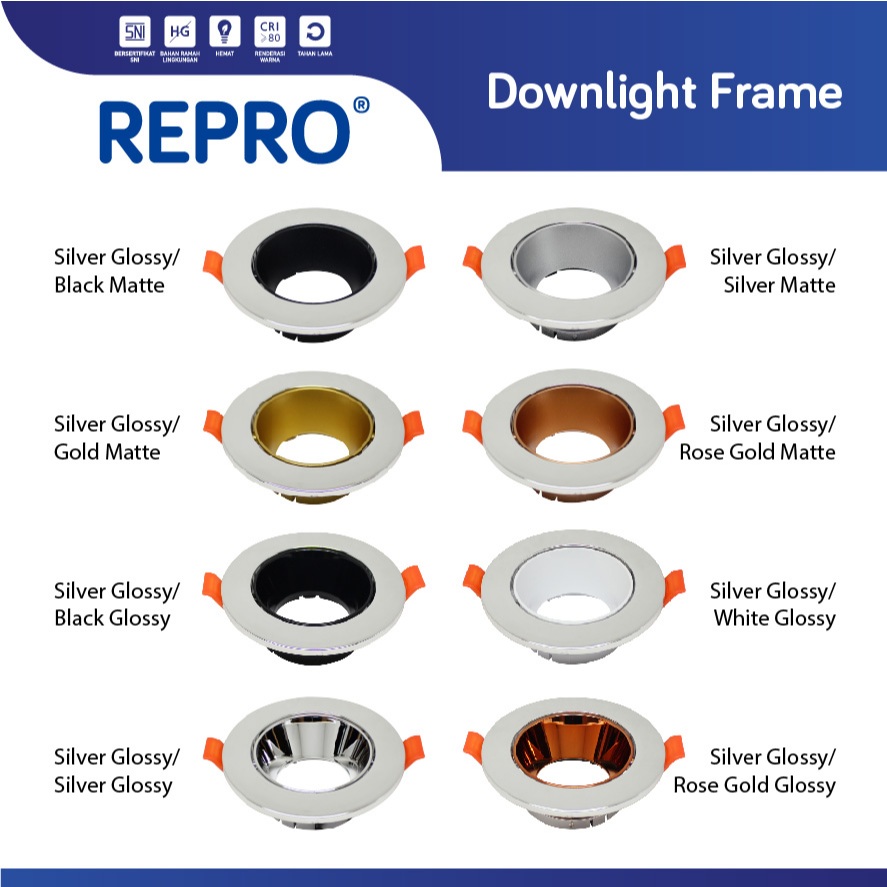 Jual REPRO Downlight Frame Bulat Silver Glossy Aluminium - Lampu ...