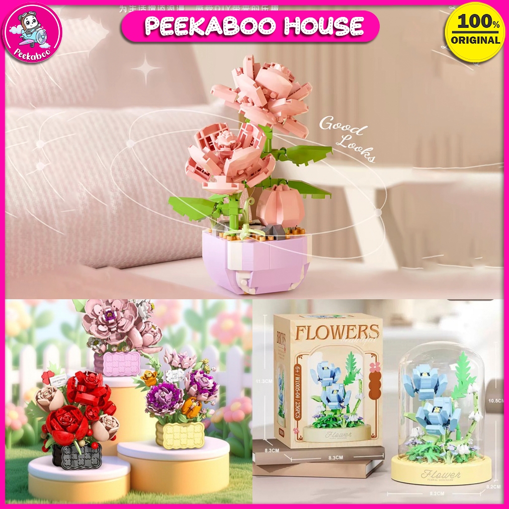 Jual Mainan Balok Susun Nano Block DIY 3D Puzzle Model POTTED FLOWER ...