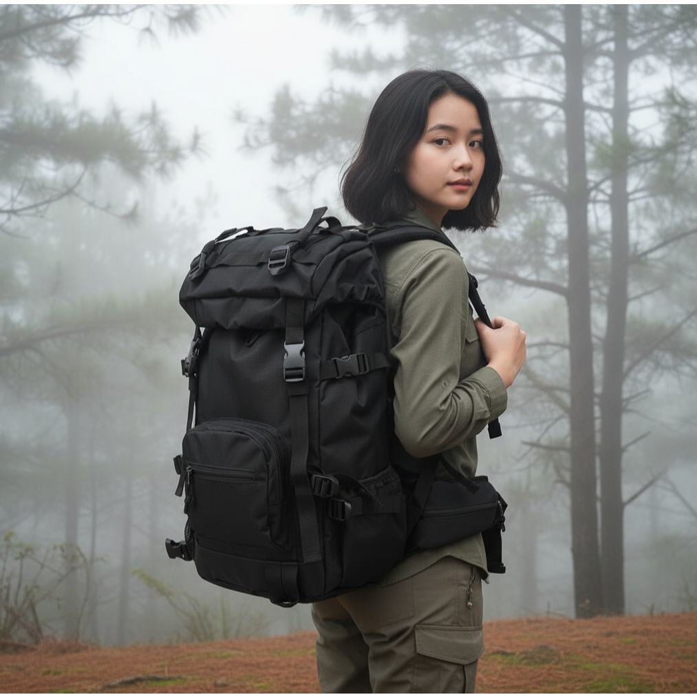 DURABLE - Ransel Gunung 50L Kapasitas Besar Tas Carrier Hiking Camping Outdoor Nilon Waterproof