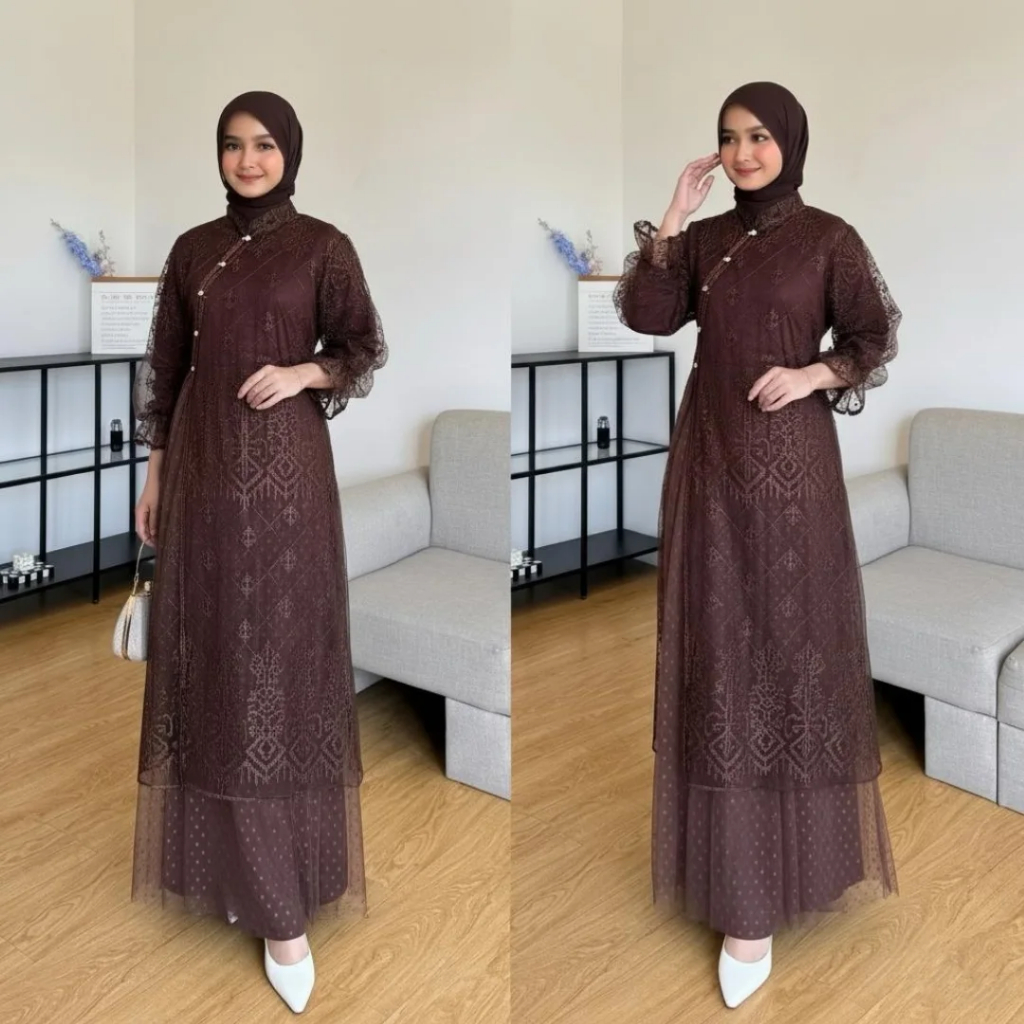 Jual Gamis Terbaru DENARA Dress Kondangan Brokat Simple Elegant Outfit ...