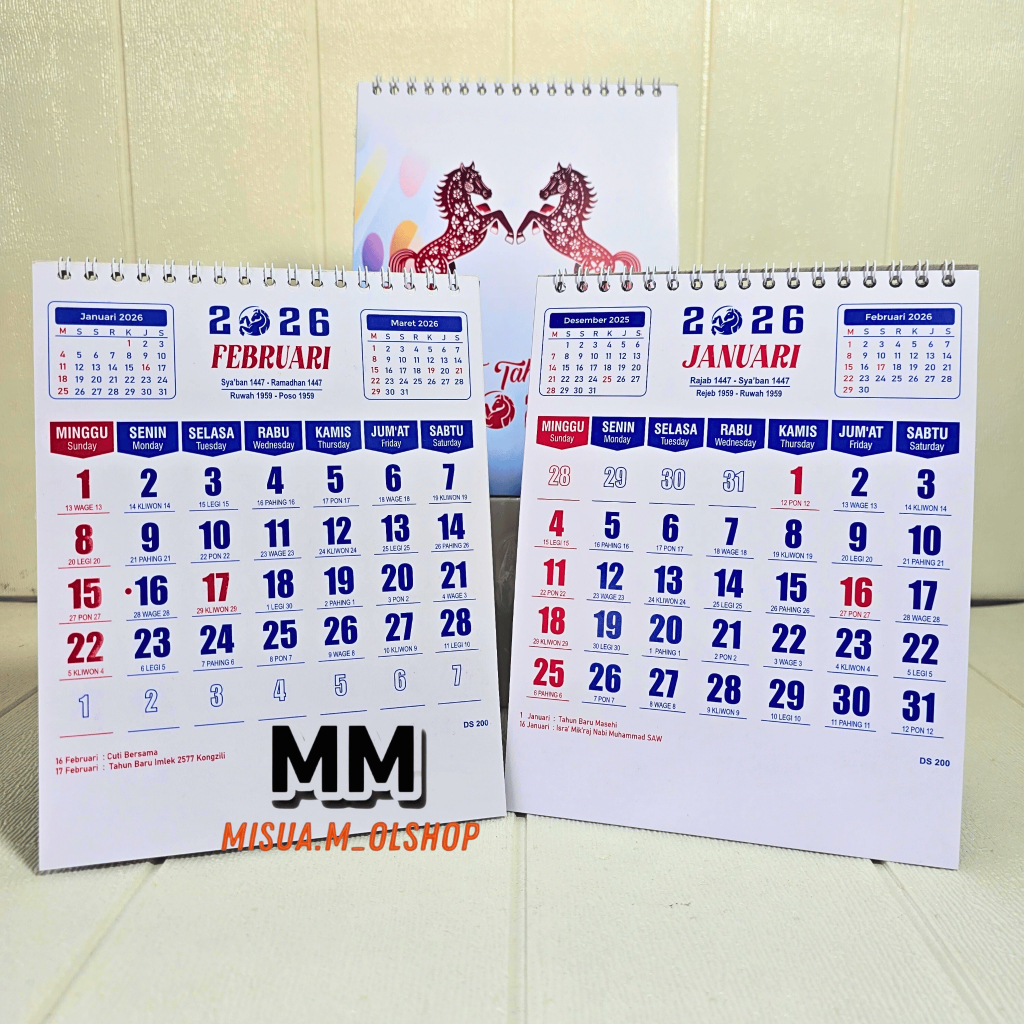 Jual KALENDER KERJA MEJA/DUDUK ANGKA BIRU TERBARU 2026/ KALENDER MEJA