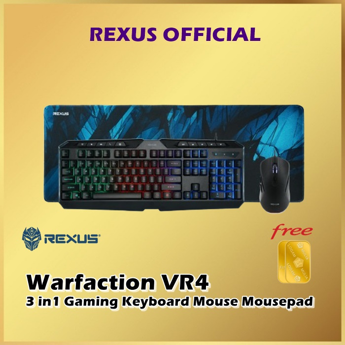 Jual Rexus Warfaction VR4 3in1 Gaming Combo Kit Keyboard Mouse Mousepad ...