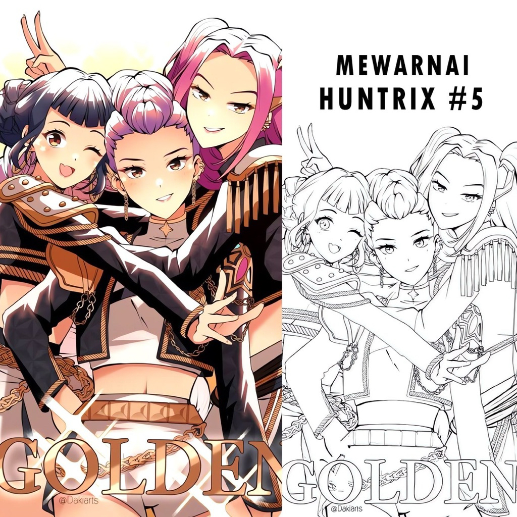 Jual 15 Lembar A5 | Kertas Mewarnai Tema Huntrix #5 : KPOP Demon Hunter ...