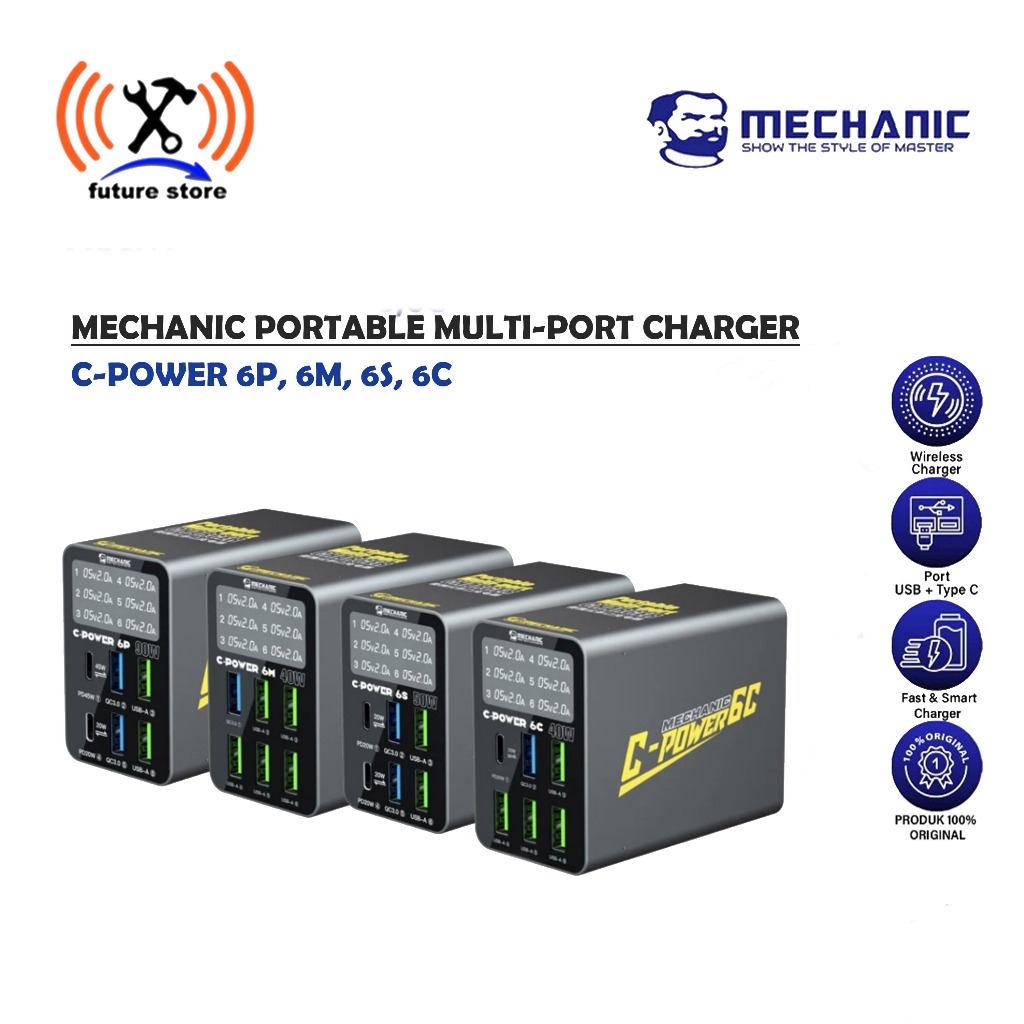 Jual Mechanic USB C-POWER, 6M/6C/6P/6S Multi Port pengisian cepat ...