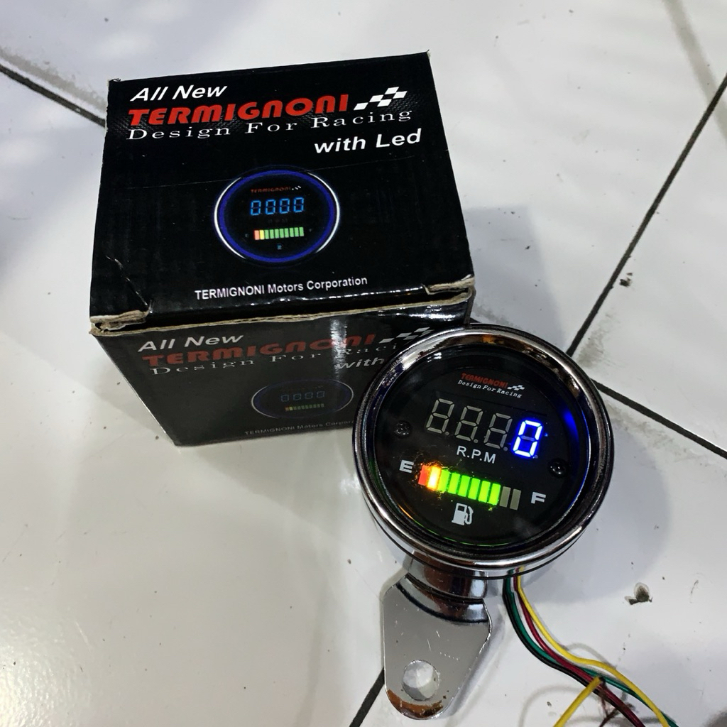 Jual Rpm Tachometer + Ampere Bensin Digital LED 2 in 1 universal Motor ...