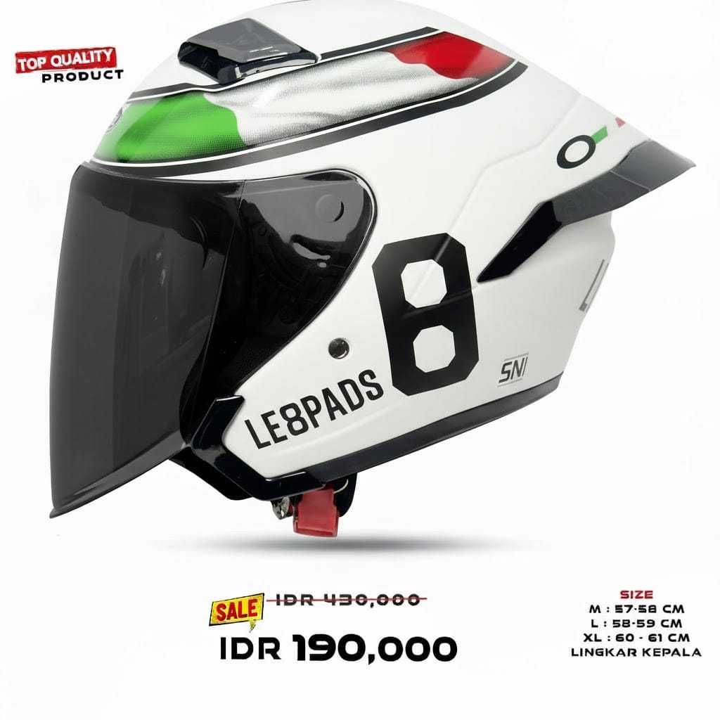 Jual Helm MLA-COSMO LE8PARD Putih Terbaru Visor Hitam premium Keren Dan ...