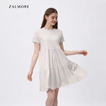 Zalmore Flowy Ruffled Mini Dress LUMA Cotton™ Premium Dress Wanita Lembut Ringan Sejuk Anti
