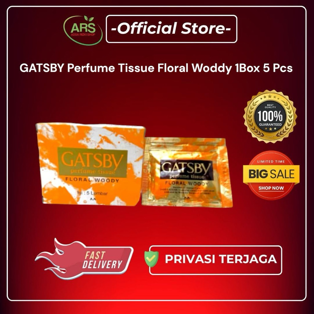 Jual COD GATSBY Perfume Tissue Floral Woody Isi 5 Lembar Instant ...