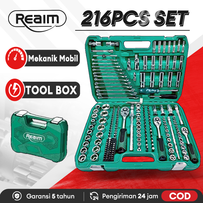 Jual Reaim Kunci Set Lengkap 216 PCS Set Kunci Shock Set Kunci Inggris ...