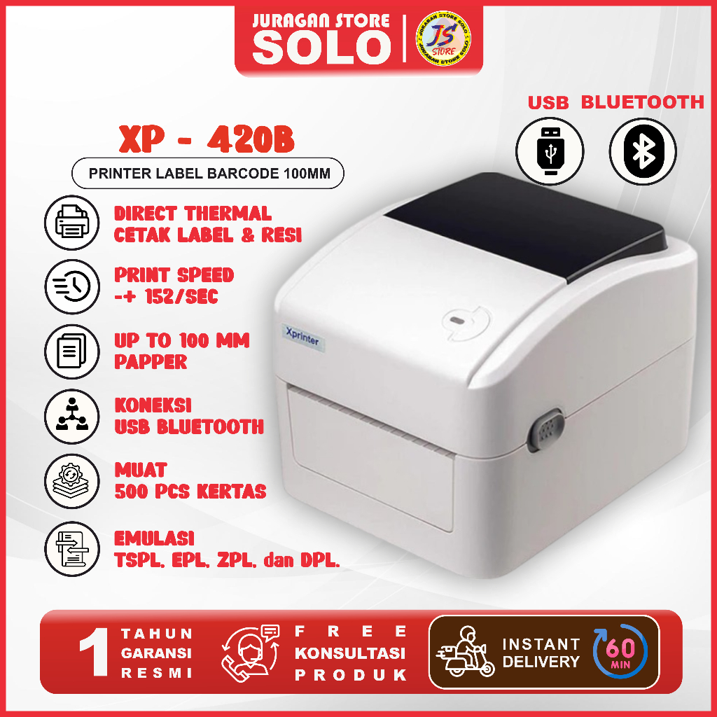 Jual Printer LABEL & RESI Xprinter XP 4601B Printer Barcode Thermal ...